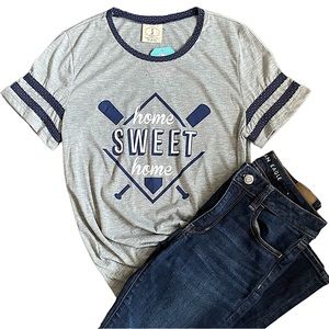 Baseball Graphic Tee - Home Sweet Home Navy & Gray Baseball Shirt - NWT